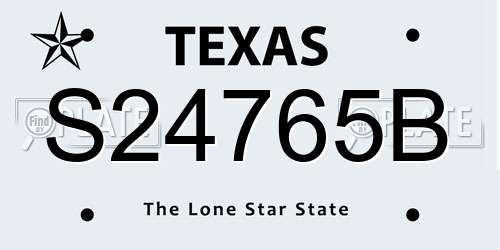 S24765B Texas License Plate