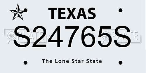 S24765S Texas License Plate