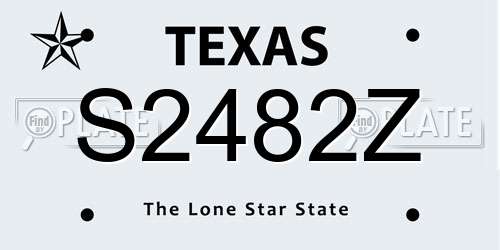 S2482Z Texas License Plate