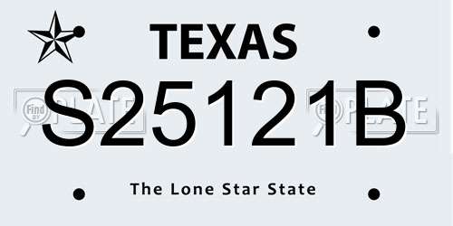 S25121B Texas License Plate