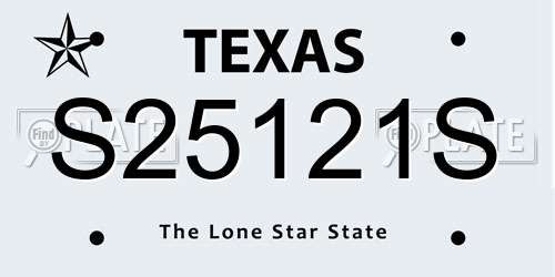 S25121S Texas License Plate