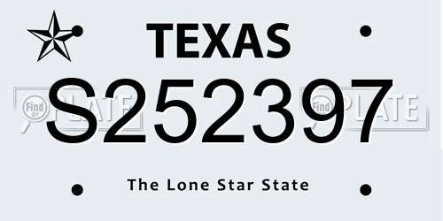 S252397 Texas License Plate