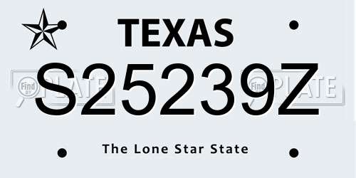 S25239Z Texas License Plate