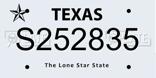 S252835 Texas License Plate