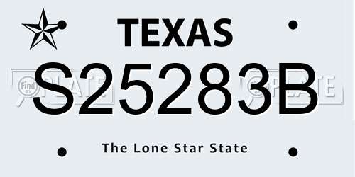 S25283B Texas License Plate