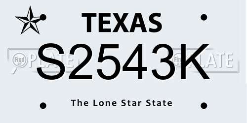 S2543K Texas License Plate