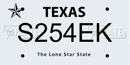 S254EK Texas License Plate