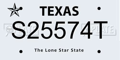 S25574T Texas License Plate