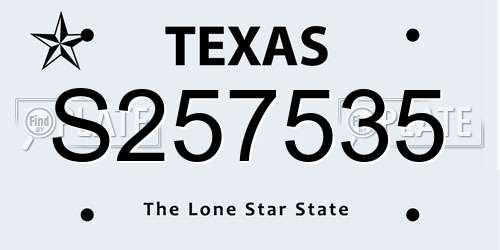 S257535 Texas License Plate