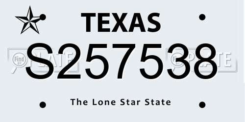 S257538 Texas License Plate