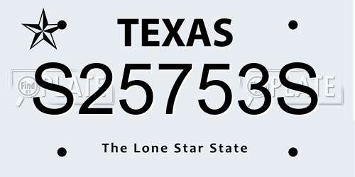 S25753S Texas License Plate