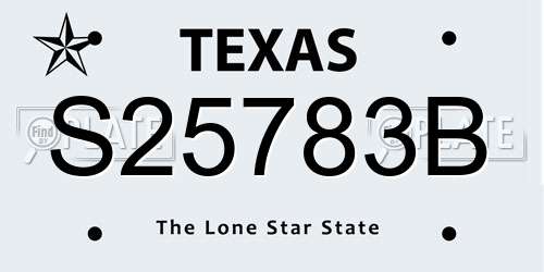 S25783B Texas License Plate