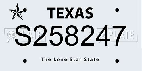 S258247 Texas License Plate