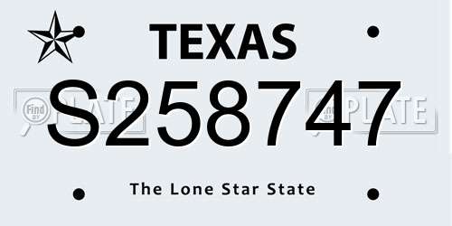 S258747 Texas License Plate