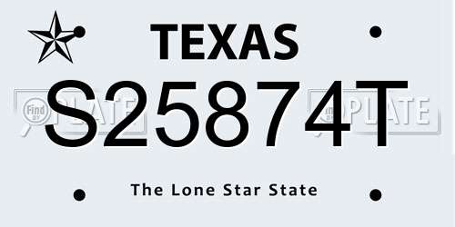 S25874T Texas License Plate