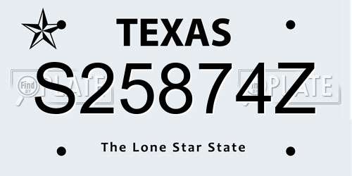 S25874Z Texas License Plate
