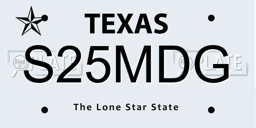 S25MDG Texas License Plate
