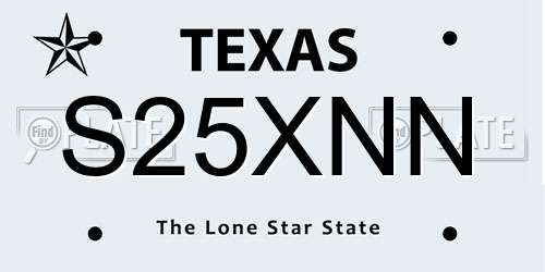 S25XNN Texas License Plate
