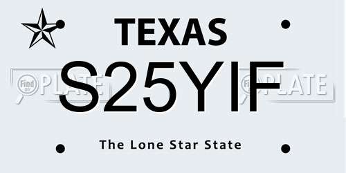 S25YIF Texas License Plate