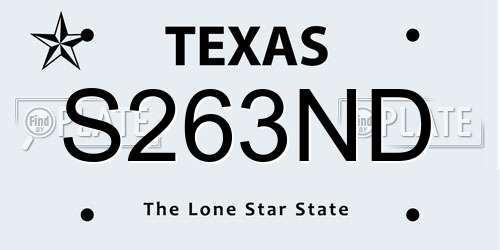 S263ND Texas License Plate