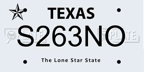 S263NO Texas License Plate