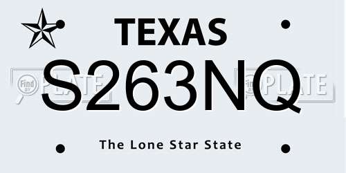 S263NQ Texas License Plate