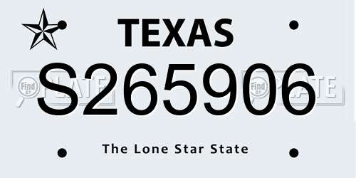 S265906 Texas License Plate