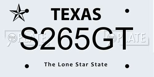 S265GT Texas License Plate