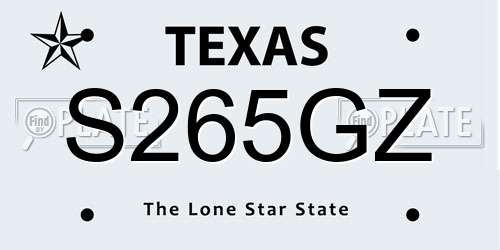 S265GZ Texas License Plate