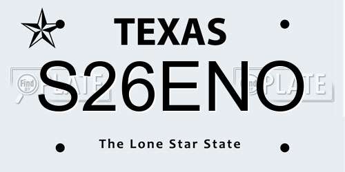 S26ENO Texas License Plate