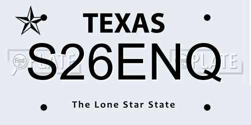 S26ENQ Texas License Plate