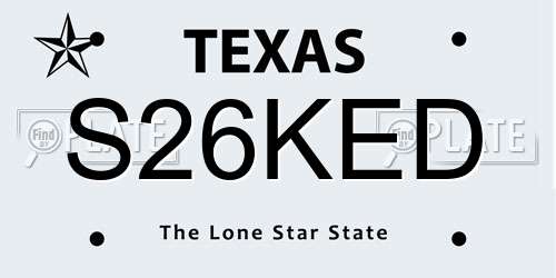 S26KED Texas License Plate