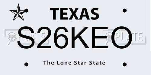 S26KEO Texas License Plate