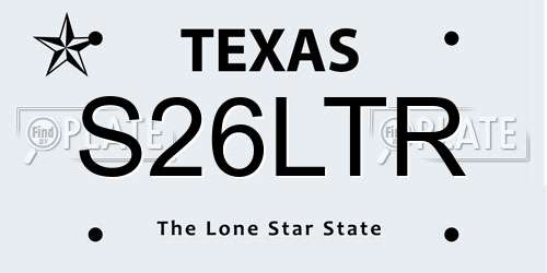 S26LTR Texas License Plate