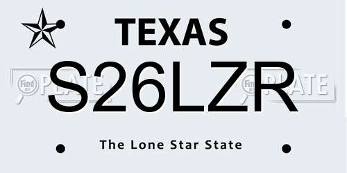 S26LZR Texas License Plate