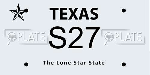S27 Texas License Plate