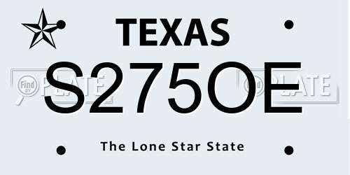 S275OE Texas License Plate
