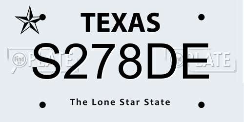 S278DE Texas License Plate