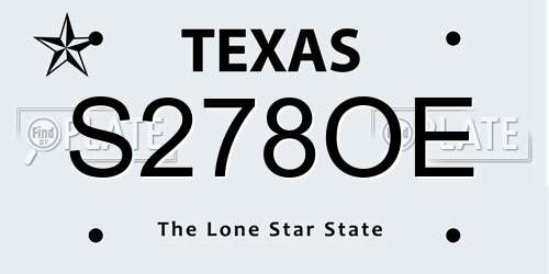 S278OE Texas License Plate