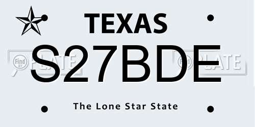 S27BDE Texas License Plate