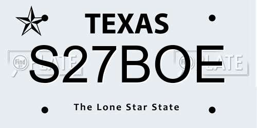 S27BOE Texas License Plate