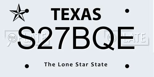 S27BQE Texas License Plate