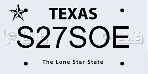 S27SOE Texas License Plate