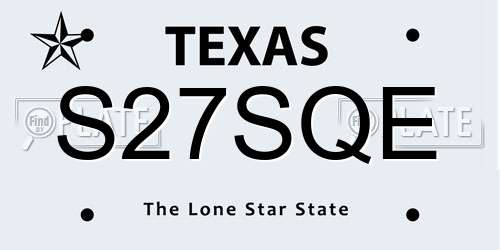 S27SQE Texas License Plate