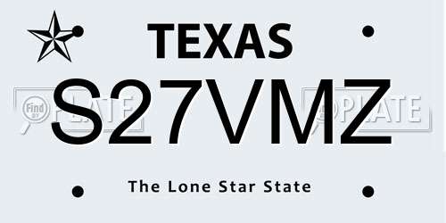 S27VMZ Texas License Plate