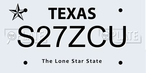S27ZCU Texas License Plate