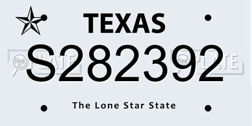 S282392 Texas License Plate