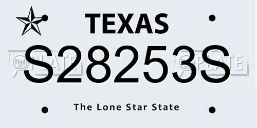 S28253S Texas License Plate