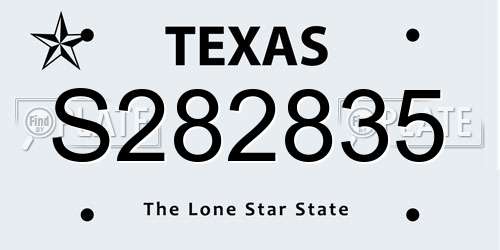 S282835 Texas License Plate