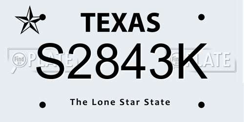 S2843K Texas License Plate